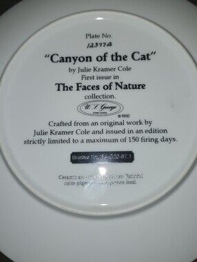 W.S. George China Cat Plate with 'Canyon of the Cat' Backstamp Limited Edition